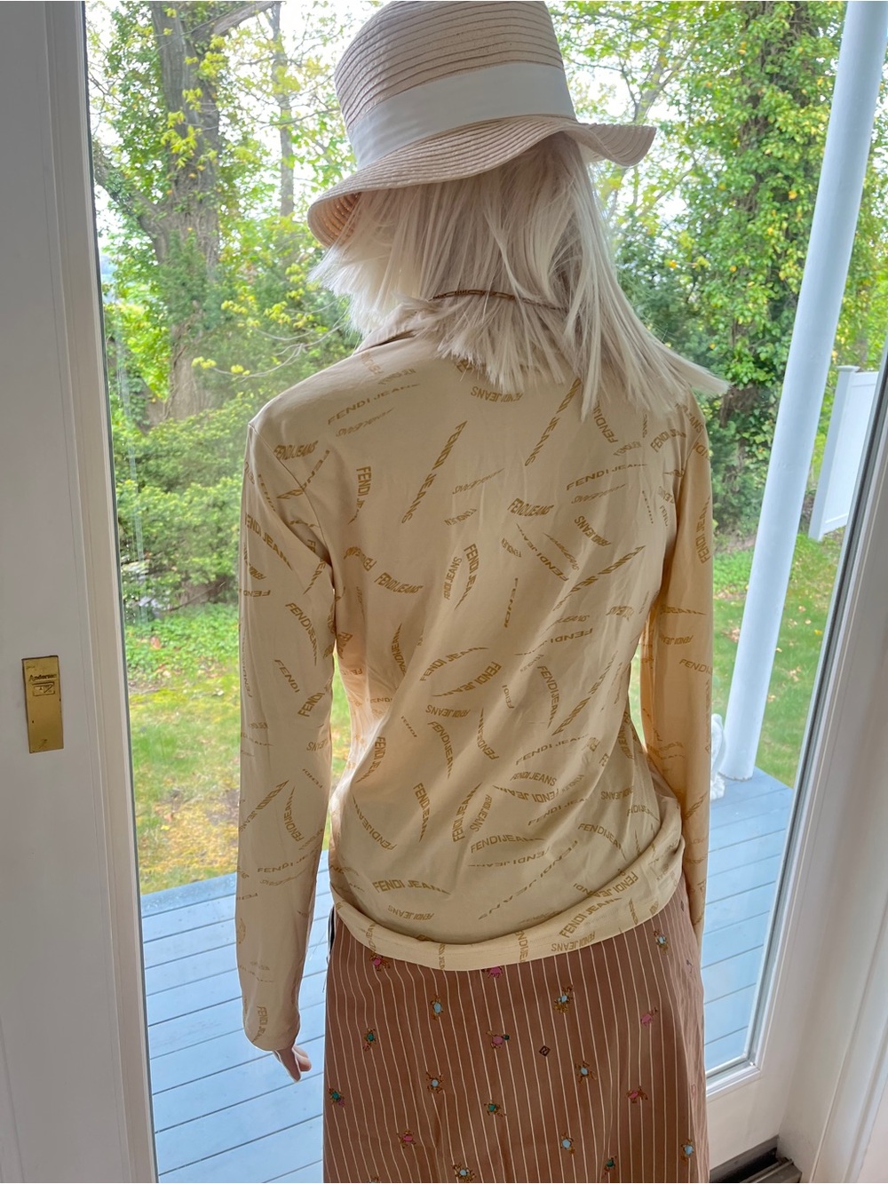Fendi Blouse Ivory Logo Button Down - Picture 2 of 8